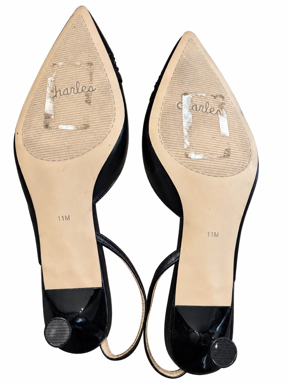 Charles David "Angel" Black Mesh Rhinestone Slingback Kitten Heels SZ 11 - Picture 9 of 9